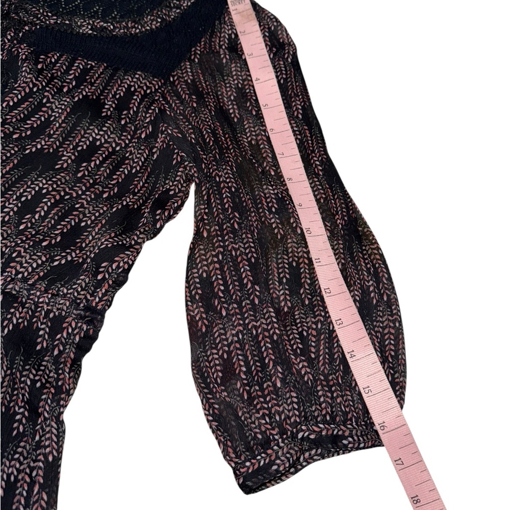 Free People Black & Pink Floral Boho Mini Dress, Lace Trim & Ruffles Size XS - Picture 5 of 7